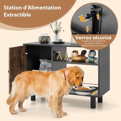 Giantex Gamelle pour Chien Hauteur Réglable,2 Bols Surélevés 2 Etagères