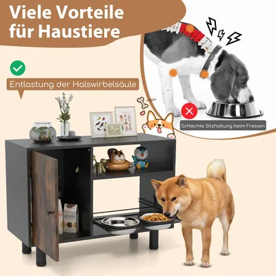 Giantex Hundenapf Mit Verstellbarer Höhe, 2 Erhöhte Näpfe Und 2 Ablagen Giantex Hundenapf Mit Verstellbarer Höhe, 2 Erhöhte Näpfe Und 2 Ablagen