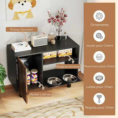 Giantex Gamelle pour Chien Hauteur Réglable,2 Bols Surélevés 2 Etagères