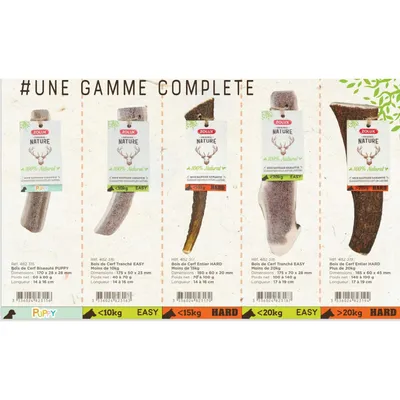 zolux - Bâton à mâcher Bois de Cerf Entier M Hard, environ 15 cm