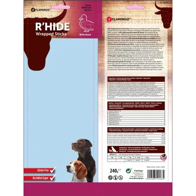 Flamingo - Friandise 2 bâtons a mâcher ø 4 cm x 25 cm au canard 240 g