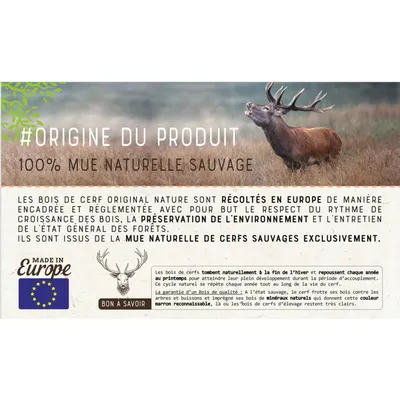 zolux - Bâton à mâcher Bois de Cerf Entier Hard XL, environ 18 cm