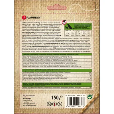 Flamingo - Friandise riz et agneau  haltère Hapki BBQ pour chien 150 g