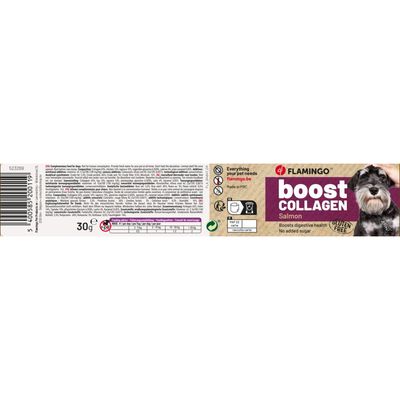 Flamingo - Friandises Boost Lanières avec Saumon & Collagène 30 g