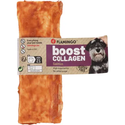 Flamingo - Friandises Boost Lanières avec Saumon & Collagène 30 g Flamingo - Friandises Boost Lanières avec Saumon & Collagène 30 g