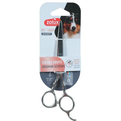 Ciseaux droit a bout rond 17 cm acier inoxydable pour chien