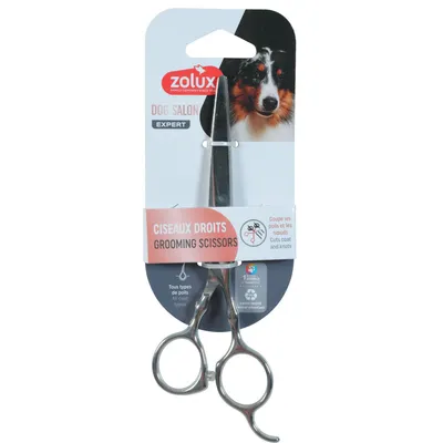 Ciseaux droit a bout rond 17 cm acier inoxydable pour chien