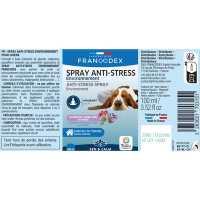 Spray Anti-Stress 100 ml Environnement pour chiots et chiens