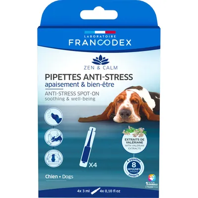 Francodex - 4 pipettes anti-stress apaisement et bien-être pour chien