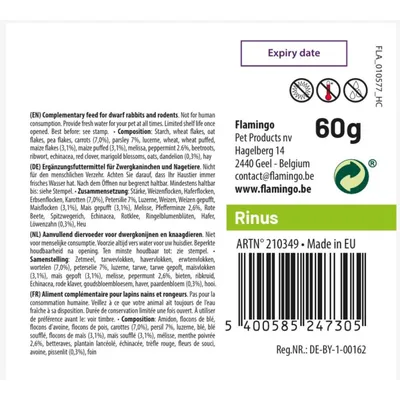 Flamingo - Friandises Balle d'herbes 60 g pour rongeur