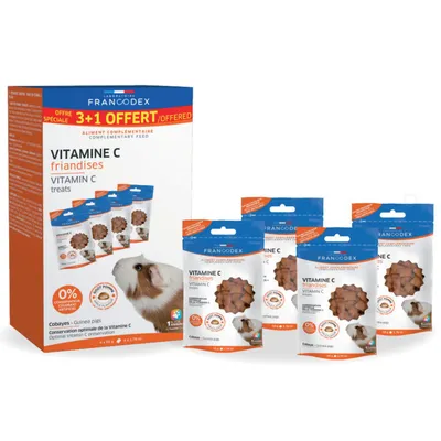 Francodex - Pack Friandises Vitamine C, 4 sachets de 50g Pour Cobayes