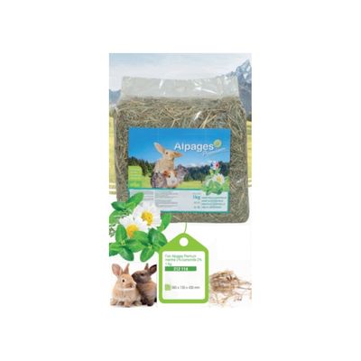 Foin alpage, menthe et camomille, 1 kg, pour rongeur