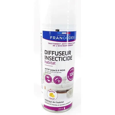 Francodex - Diffuseur antiparasitaire habitat 200 ml(120m²) parfum citron t Francodex - Diffuseur antiparasitaire habitat 200 ml(120m²) parfum citron t