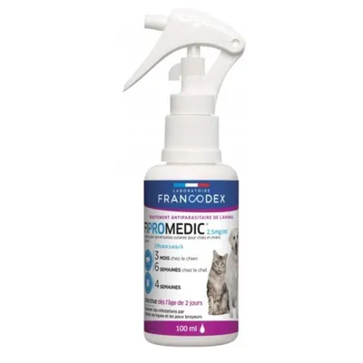 Francodex - Spray antiparasitaire Fipromedic 100 ml, pour chat et chien Francodex - Spray antiparasitaire Fipromedic 100 ml, pour chat et chien