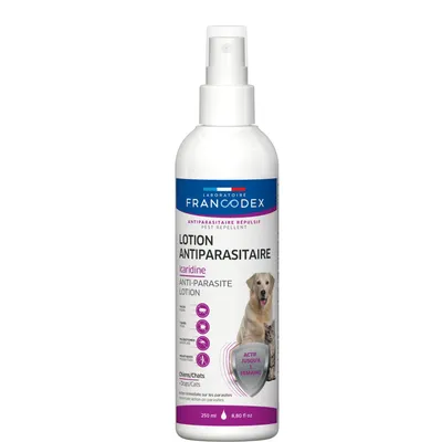 Francodex - Lotion Antiparasitaire Icaridine 250 ml pour chat et chien Francodex - Lotion Antiparasitaire Icaridine 250 ml pour chat et chien