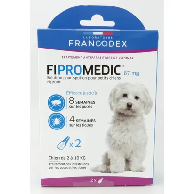 Francodex - 2 Pipettes Fipromedic 67 mg  antiparasitaire Pour Petits Chiens