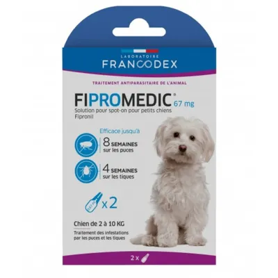 Francodex - 2 Pipettes Fipromedic 67 mg antiparasitaire Pour Petits Chiens Francodex - 2 Pipettes Fipromedic 67 mg antiparasitaire Pour Petits Chiens