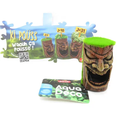 Totem tête ki pouss. 4.5 x 5.1 x 7.9 cm. décoration aquarium.