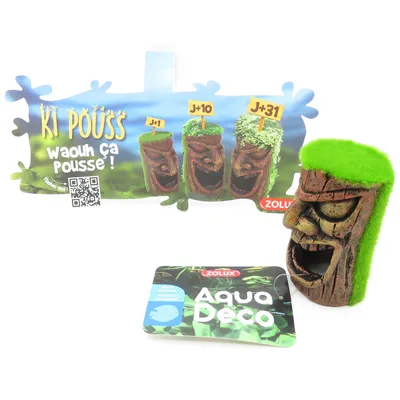 Totem tête ki pouss. 4.5 x 5.1 x 7.9 cm. décoration aquarium.