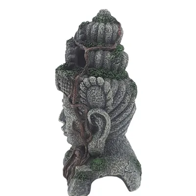 Statue Asie Tête, hauteur 12.5 cm, décoration aquarium