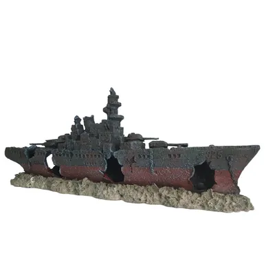 Bateau épave 48.5 x 10 x h 19cm,  Décoration aquarium