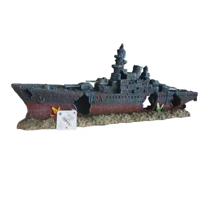 Bateau épave 48.5 x 10 x h 19cm,  Décoration aquarium