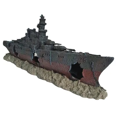 Bateau épave 48.5 x 10 x h 19cm,  Décoration aquarium