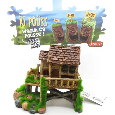 Cabane moyen modèle ki pouss 16 x 9 x 15 cm décoration aquarium