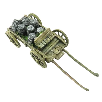 Décoration charrette et tonneaux, 27 cm, pour aquarium