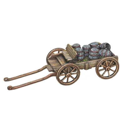 Décoration charrette et tonneaux, 27 cm, pour aquarium