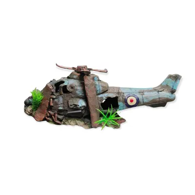 Hélicoptère AZUR, 38.5 x 13 x 15 cm, décoration aquarium.