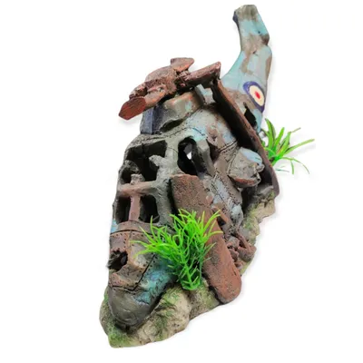 Hélicoptère AZUR, 38.5 x 13 x 15 cm, décoration aquarium.