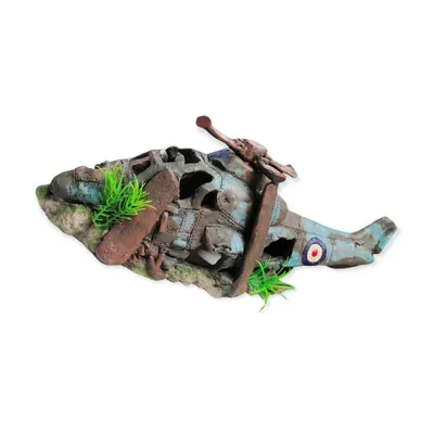 Hélicoptère AZUR, 38.5 x 13 x 15 cm, décoration aquarium.