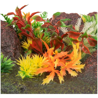 Décoration roche et plante, 42,5 x 23 x 9,5 cm, aquarium,