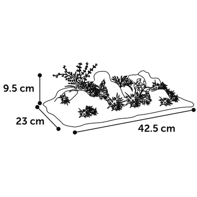Décoration roche et plante, 42,5 x 23 x 9,5 cm, aquarium,