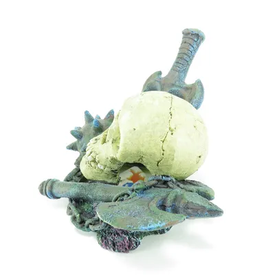 Décoration aquarium crâne sur rocher Hades - Flamingo - 19 x 15 x 11 cm