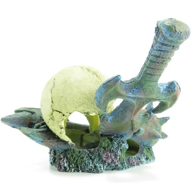Décoration aquarium crâne sur rocher Hades - Flamingo - 19 x 15 x 11 cm