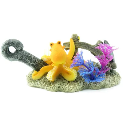 Décoration d'aquarium LETO ancre + poulpe 16 x 8 x 9 cm – Flamingo