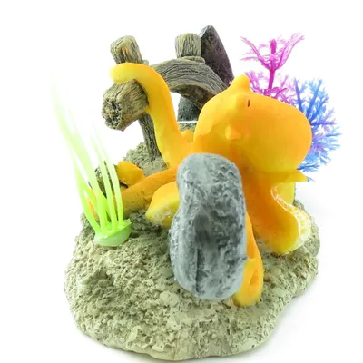 LETO ancre + octopus. 16 x 8 x 9 cm. décoration pour aquarium.