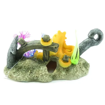 LETO ancre + octopus. 16 x 8 x 9 cm. décoration pour aquarium.
