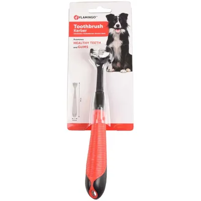 Flamingo - Brosse à dents kerber soft grip   20 cm pour chien