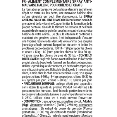 Spray anti-mauvaise haleine 100ml Pour Chiens et Chats