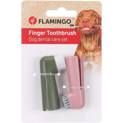 Flamingo - Brosse à dents de doigt pour chien