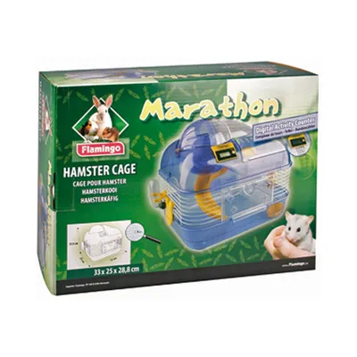 Flamingo - Cage pour hamster Marathon, 33 x 25 x 29 cm, avec compte tours,