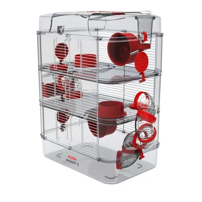 zolux - Cage Trio rody3. couleur grenadine pour rongeur