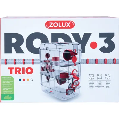 zolux - Cage Trio rody3. couleur grenadine pour rongeur