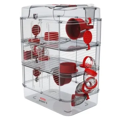 zolux - Cage Trio rody3. couleur grenadine pour rongeur