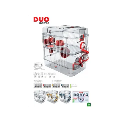 Cage Duo rody3. couleur grenadine. taille 41 x 27 x 40.5 cm H.