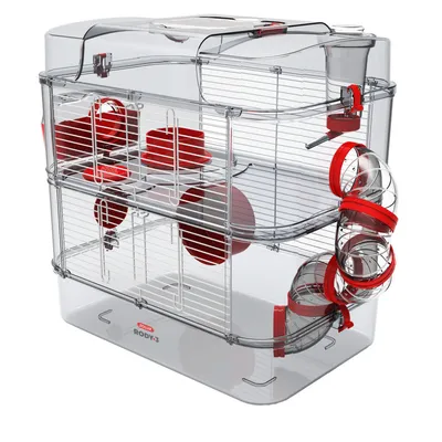 Cage Duo rody3. couleur grenadine. taille 41 x 27 x 40.5 cm H.