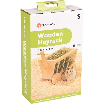 Flamingo - Râtelier a foin chariot en bois 20 cm pour rongeur